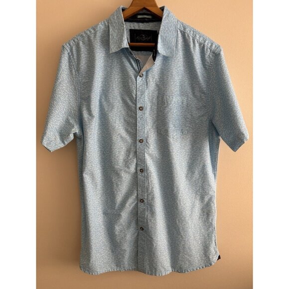Across the Pond Men's Short Sleeve Shirt Size Large Signature Line Bright Blue - Picture 1 of 11